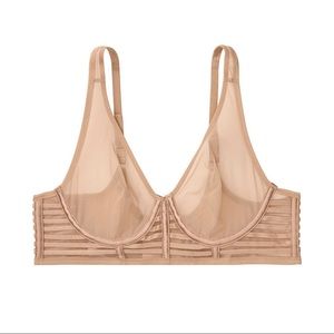 NWT- 34DD Victoria’s Secret Unlined Mesh Full-Coverage Plunge Bra, Sweet Nougat
